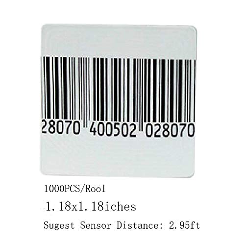 Security RF Label, 2Roll-2000pcs Retail Shop EAS 8.2MHz Checkpoint Compatible Labels RF Tags Anti-Theft Barcode Fake Soft Label Self-Adhesive Tag (1.18x1.18 inches)